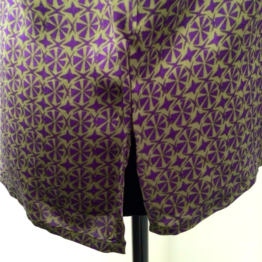CABI Classic green and purple geometric print silk Blouse - Small - Picture 5 of 6